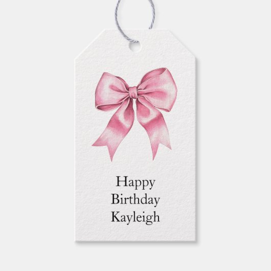 Chic Girly Pink Bows Geburtstag Geschenkanhänger (Vorderseite)
