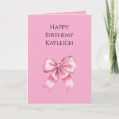 Chic Girly Pink Bows Geburtstag Karte (Vorderseite)