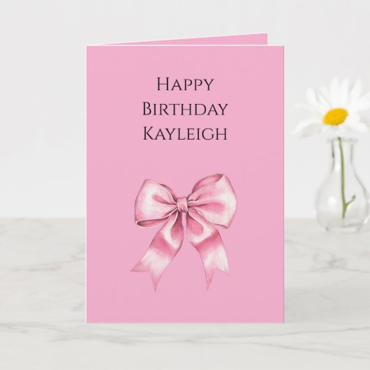 Chic Girly Pink Bows Geburtstag Karte (Kleine Pflanze)