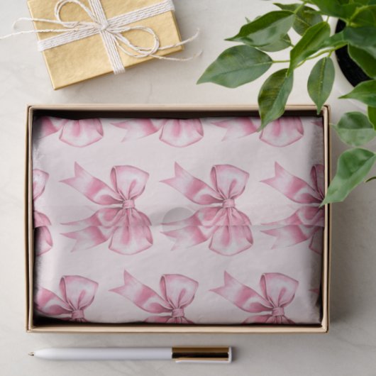 Chic Girly Pink Bows Geburtstag Seidenpapier (Geschenk)