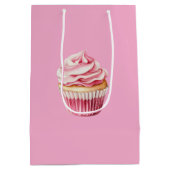 Chic Girly Pink Cupcake Geburtstag Mittlere Geschenktüte (Rückseite)
