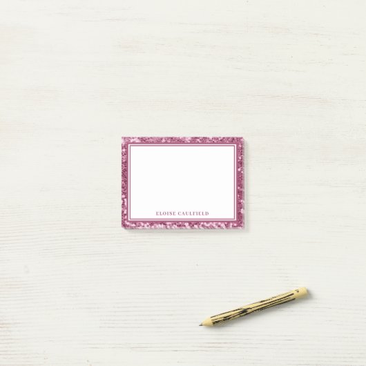 Chic Girly Pink Glitzer Bridesmaid Name Gefallen Post-it Klebezettel (Auf Schreibtisch)