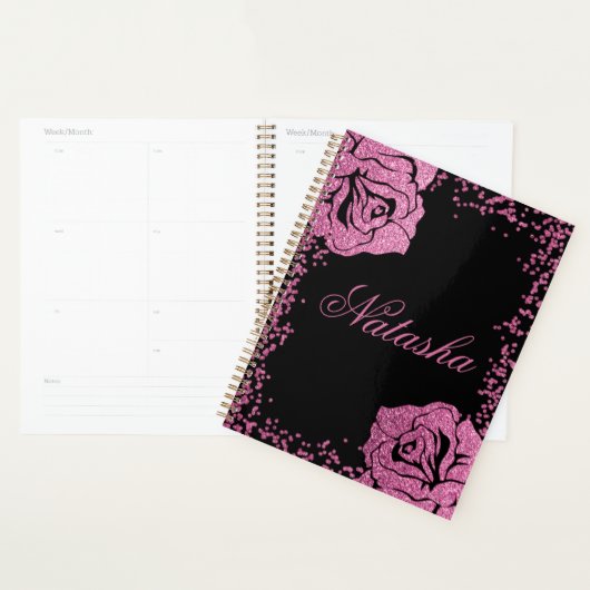 Chic Girly Pink Glitzer Rose Personalisiert Planer (Anzeige)