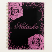 Chic Girly Pink Glitzer Rose Personalisiert Planer (Vorderseite)