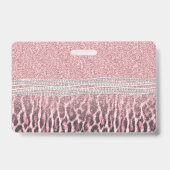 Chic Girly Pink Leopard Glitzer Image Ausweis (Rückseite)