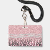 Chic Girly Pink Leopard Glitzer Image Ausweis (Rückseite mit Lanyard)