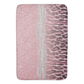 Chic Girly Pink Leopard Glitzer Image Badematte (Vorderseite Vertikal)