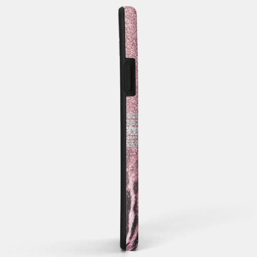 Chic Girly Pink Leopard Glitzer Image Case-Mate iPhone Hülle (Hinten/Rechts)