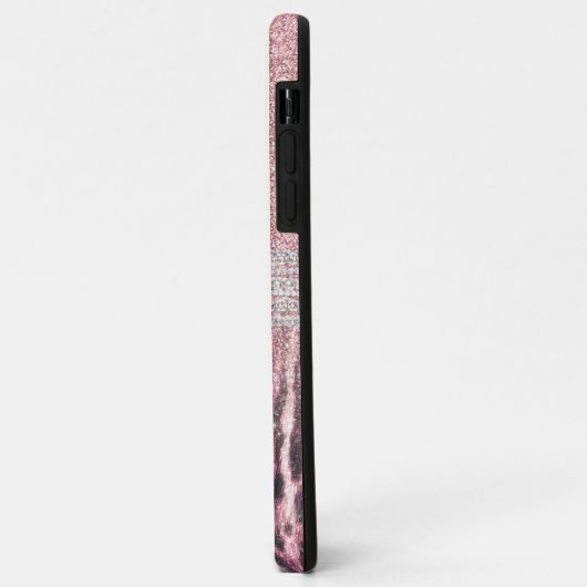 Chic Girly Pink Leopard Glitzer Image Case-Mate iPhone Hülle (Hinten/Links)