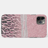 Chic Girly Pink Leopard Glitzer Image Case-Mate iPhone Hülle (Rückseite (Horizontal))