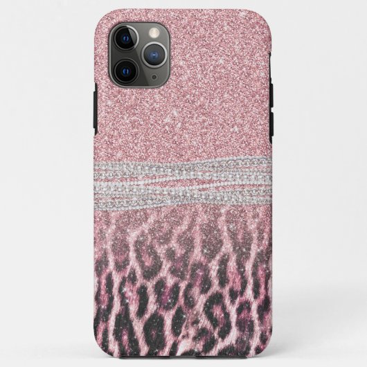 Chic Girly Pink Leopard Glitzer Image Case-Mate iPhone Hülle (Rückseite)