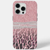 Chic Girly Pink Leopard Glitzer Image Case-Mate iPhone Hülle (Rückseite)
