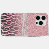 Chic Girly Pink Leopard Glitzer Image Case-Mate iPhone Hülle (Rückseite (Horizontal))