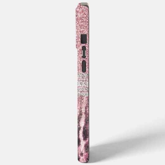 Chic Girly Pink Leopard Glitzer Image Case-Mate iPhone Hülle (Rückseite / Links)