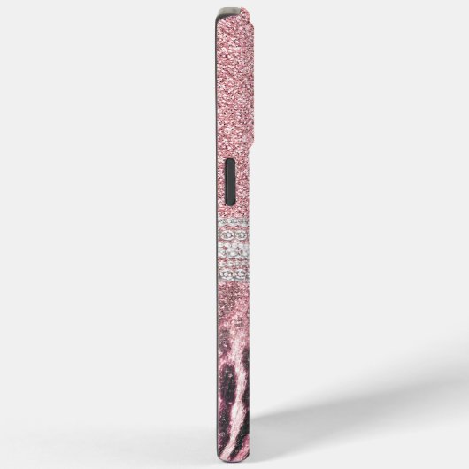 Chic Girly Pink Leopard Glitzer Image Case-Mate iPhone Hülle (Rückseite / Rechts)