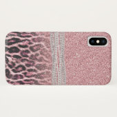 Chic Girly Pink Leopard Glitzer Image Case-Mate iPhone Hülle (Rückseite (Horizontal))