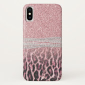 Chic Girly Pink Leopard Glitzer Image Case-Mate iPhone Hülle (Rückseite)