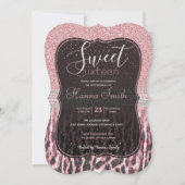 Chic Girly Pink Leopard Glitzer Image Einladung (Vorderseite)