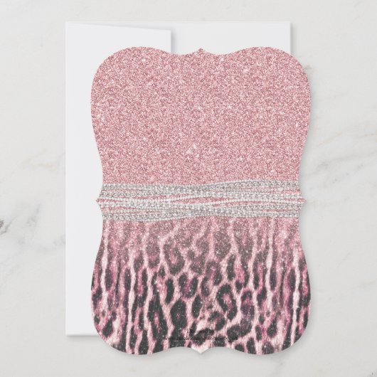 Chic Girly Pink Leopard Glitzer Image Einladung (Rückseite)