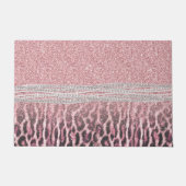 Chic Girly Pink Leopard Glitzer Image Fußmatte (Vorderseite)