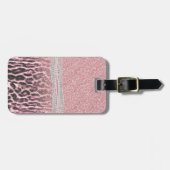 Chic Girly Pink Leopard Glitzer Image Gepäckanhänger (Vorderseite horizontal)