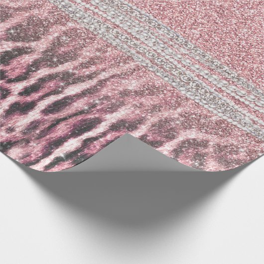 Chic Girly Pink Leopard Glitzer Image Geschenkpapier (Ecke)