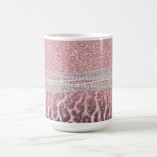 Chic Girly Pink Leopard Glitzer Image Kaffeetasse (Mittel)