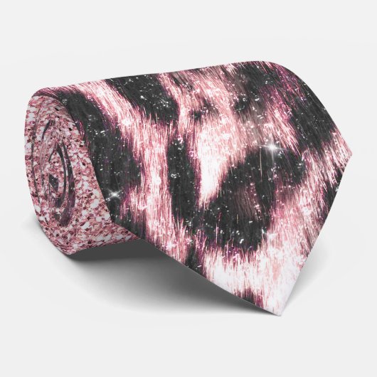 Chic Girly Pink Leopard Glitzer Image Krawatte (Gerollt)