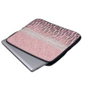 Chic Girly Pink Leopard Glitzer Image Laptopschutzhülle (Vorne Knopf)