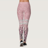 Chic Girly Pink Leopard Glitzer Image Leggings (Rückseite)