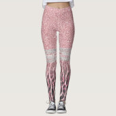 Chic Girly Pink Leopard Glitzer Image Leggings (Vorderseite)