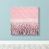 Chic Girly Pink Leopard Glitzer Image Leinwanddruck (Insitu (Holzboden))