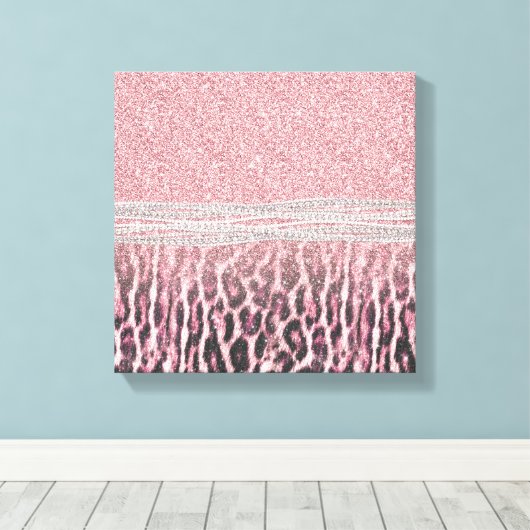 Chic Girly Pink Leopard Glitzer Image Leinwanddruck (Insitu (Holzboden))