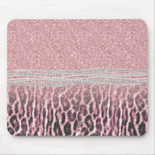 Chic Girly Pink Leopard Glitzer Image Mousepad