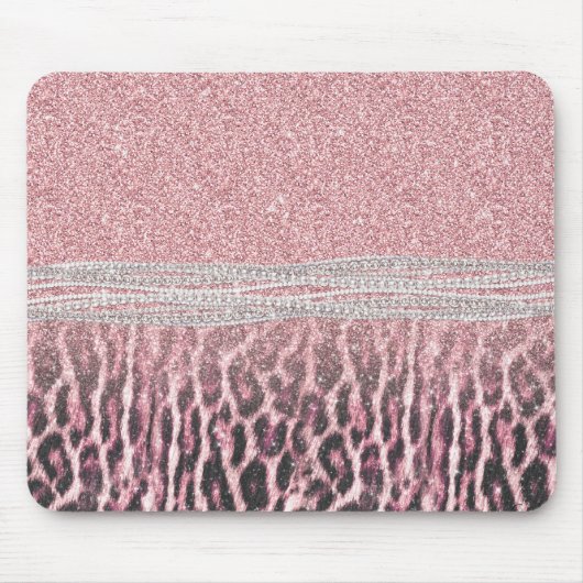 Chic Girly Pink Leopard Glitzer Image Mousepad (Vorne)
