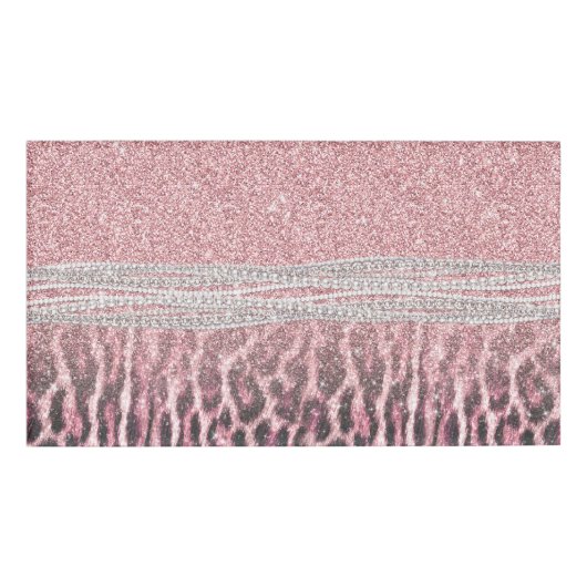 Chic Girly Pink Leopard Glitzer Image Namenschild (Vorderseite)