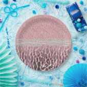 Chic Girly Pink Leopard Glitzer Image Pappteller (Party)