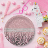 Chic Girly Pink Leopard Glitzer Image Pappteller (Party)