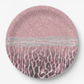 Chic Girly Pink Leopard Glitzer Image Pappteller (Vorderseite)