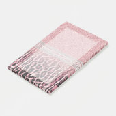Chic Girly Pink Leopard Glitzer Image Post-it Klebezettel (angewinkelt)