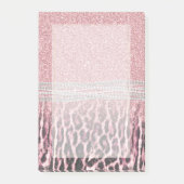 Chic Girly Pink Leopard Glitzer Image Post-it Klebezettel (Vorderseite)