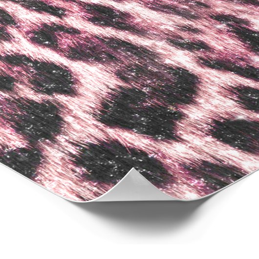 Chic Girly Pink Leopard Glitzer Image Poster (Ecke)