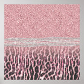 Chic Girly Pink Leopard Glitzer Image Poster (Vorne)