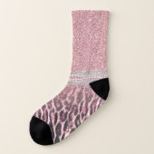 Chic Girly Pink Leopard Glitzer Image Socken (Links - Außen)
