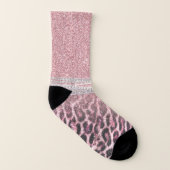 Chic Girly Pink Leopard Glitzer Image Socken (Links - Innen)