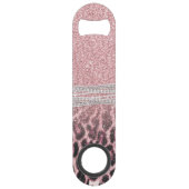 Chic Girly Pink Leopard Glitzer Image Speed Flaschenöffner (Rückseite)