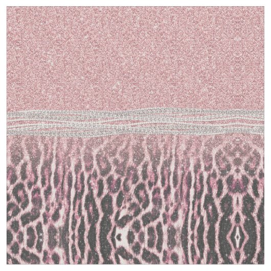Chic Girly Pink Leopard Glitzer Image Stoff (Nahaufnahme)