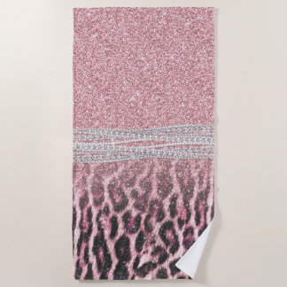 Chic Girly Pink Leopard Glitzer Image Strandtuch