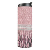 Chic Girly Pink Leopard Glitzer Image Thermosbecher (Nach links gedreht)