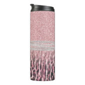 Chic Girly Pink Leopard Glitzer Image Thermosbecher (Nach rechts gedreht)